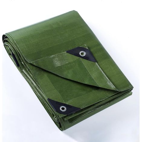 Protective tarpaulin waterproof tarpaulin 2x2m green 160g/m² UV resistant waterproof tarpaulin made of polyethylene with eyelets (1/3)