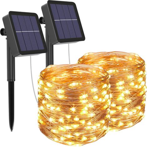 Luci decorative solari da esterno, [confezione da 2] 22 m, 200 LED in totale, 8 modalità, impermeabili, per esterni. (1/4)
