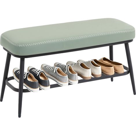 Green PU Leather Shoe Storage Bench for Organized Entryway and Stylish Home Decor (1/5)
