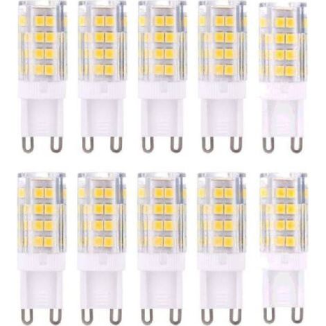 Ampoules LED G9, blanc chaud 3000 K, 5 W. Équivalent à une ampoule halogène de 40 W et 420 lumens, non dimmable, lot de 10. (1/4)
