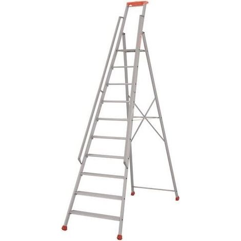 Tubesca Comabi – Escabeau MP-PRO 12 marches en aluminium anodisé – Charge maximale 150 kg – Hauteur d'accès 4,64 m – Plateforme antidérapante 280x250 mm