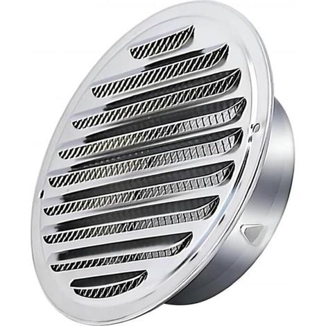 Grille de ventilation ronde en acier inoxydable de 150 mm avec moustiquaire intégrée. (1/4)