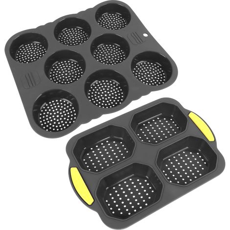 Moule à pain hamburger en silicone à 8 cavités, moule à baguette en silicone à 4 cavités pour la cuisson du pain. Compatible fours, micro-ondes, lave-vaisselle et réfrigérateurs. (1/5)