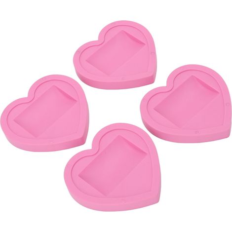 Lot de 4 coupelles universelles en caoutchouc à motif cœur rose, pour la protection et le faible bruit des meubles (1/5)