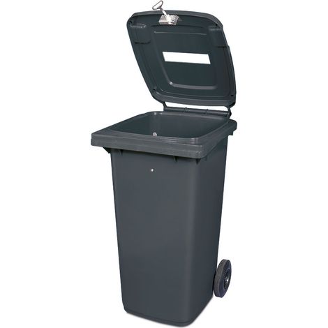 BRB 120 Liter DIN Mülltonne mit Papiereinwurf u. Dreikantschloss, BxTxH 480x550x930 mm (grau)
