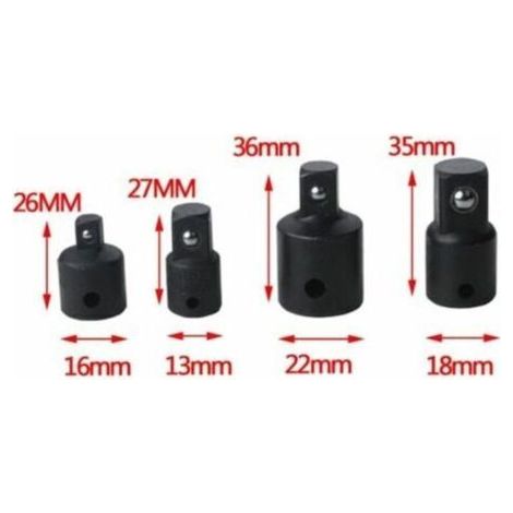 QORVA-Jeu d'Augmentateurs et Réducteurs Adaptateur à Cliquet Adaptateurs Réducteurs Pour Douilles et Embouts Triomphe 4pcs 1/2" 1/4" 3/8" Pillote