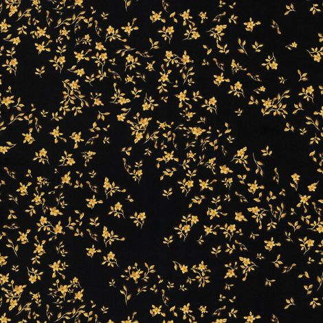 Carta da parati floreale Profhome 935854 Carta da parati TNT leggermente strutturata con motivo floreale lucida nero oro 7,035 m2