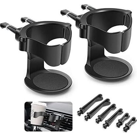 Porte-gobelet voiture 2 pièces, support réglable pour bouche d'aération, compatible auto, camion, camping-car - Noir (1/5)