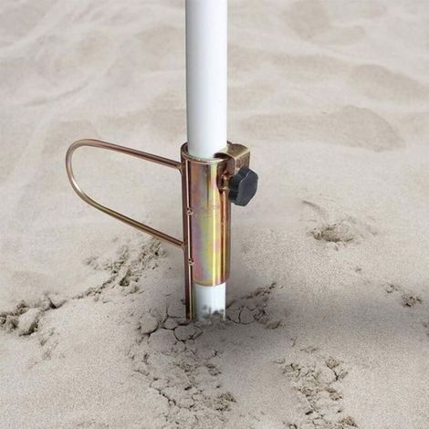 Pied de parasol de plage - Support en métal robuste - Insert au sol - Compatible sable et herbe - Piquet d'ancrage (1/5)