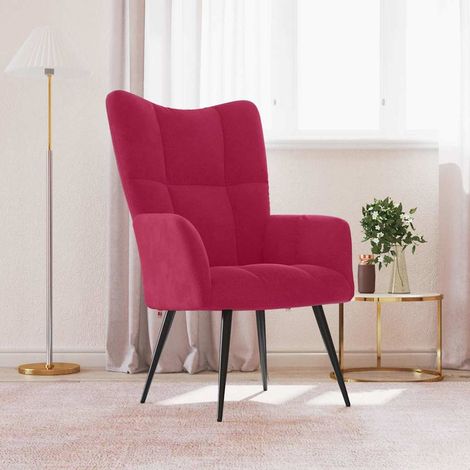 vidaXL Chaise de relaxation Rouge bordeaux Velours (1/5)