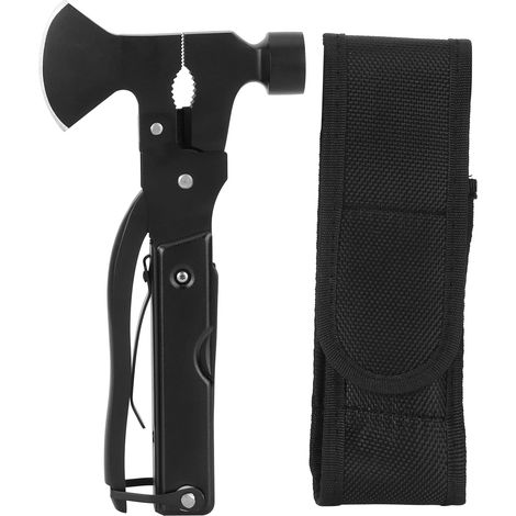 Marteau Multifonction 15 en 1 pour Camping et Survie avec Tournevis, Pince et Ouvre-Bouteille (Noir) (1/5)