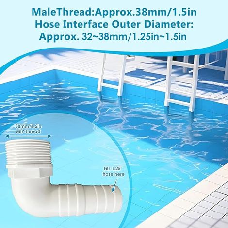 Coude Raccords de Connecteur de Piscine, Raccord de Tuyau Blanc de Piscine, Adaptateur de Tuyau de Piscine Coudé à 90 Degrés, Raccord de Remplacement écumeur pour SPX1105Z3 SPX1105Z4 SPX1091Z7 (1/5)