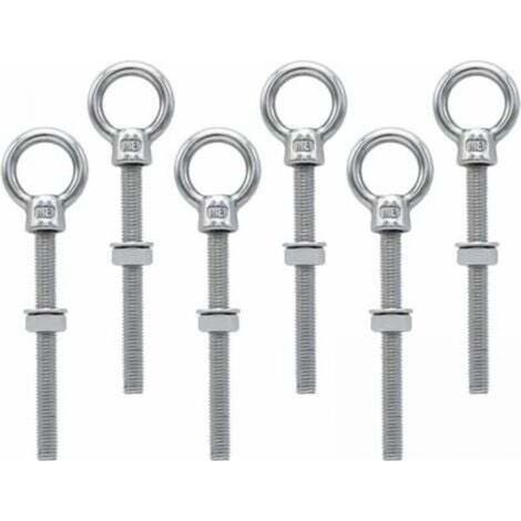 Vis à anneau inox M8 × 80 mm – Lot de 6 boulons à œil pour fixation et suspension résistants et universels (1/5)