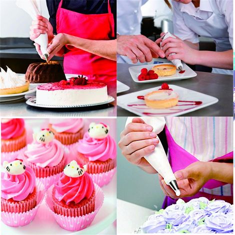 Ensemble de 16 douilles à pâtisserie en acier inoxydable pour la décoration de gâteaux. (1/5)