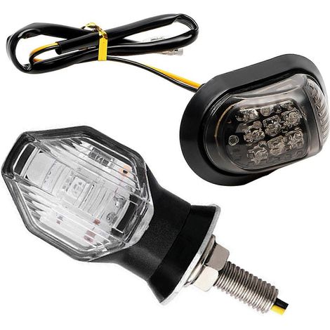 intermitentes amarillos de 12 V para motocicleta con 9 LED y 2 bombillas de luz intermitente negras y ámbar de 12 V. (1/2)