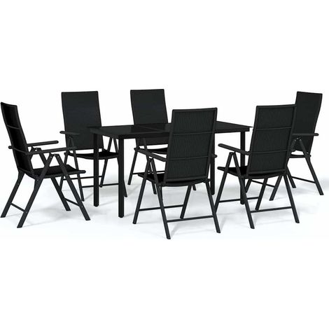 Maison Exclusive - Set da Pranzo da Giardino 7 pz Nero