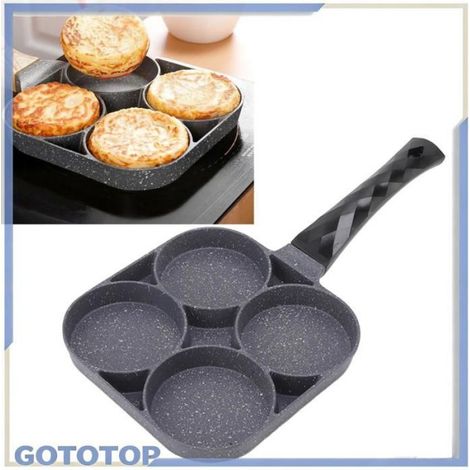 Poêle À Frire 4 Trous - Revêtement Antiadhésif En Pierre Maifan - Pour Cuisinière Gaz - 19 Cm - 1 Pièce (1/5)