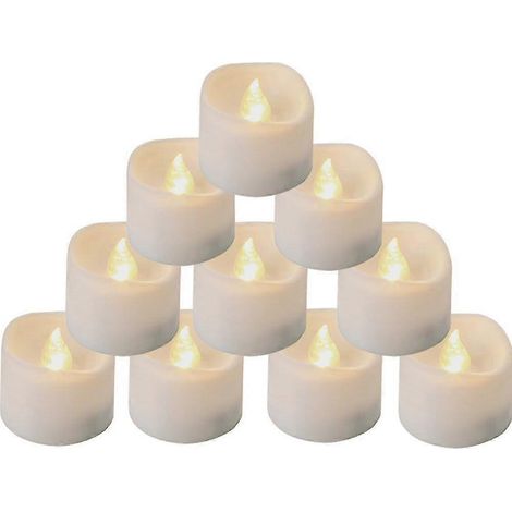 Bougies chauffe-plat à piles avec minuterie, cycle automatique de 6 heures d'allumage et 18 heures d'extinction sur 24 heures, lot de 12 bougies LED à minuterie (1/5)