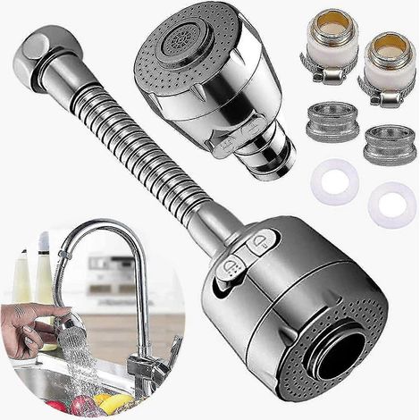 Robinet économiseur d'eau, robinet anti-éclaboussures de 17 cm, ensemble de robinets multifonctions (1/2)
