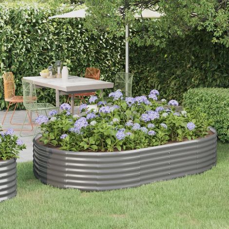 Hochbeet Verzinkter Stahl 214x140x36 cm Grau