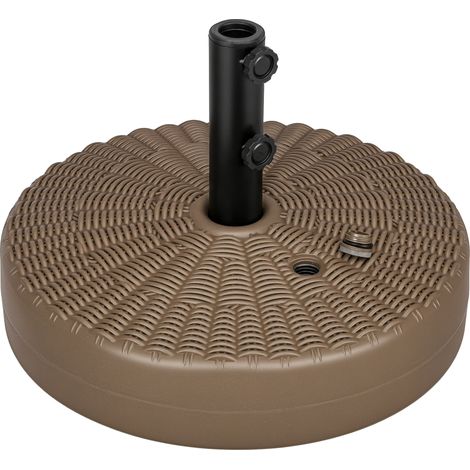 Base per ombrellone con 2 maniglie integrate, in HDPE e acciaio, Ø51x36 cm, marrone e nero