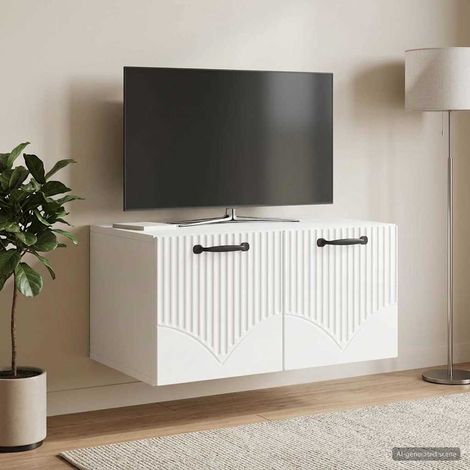 Wandmontierter TV-Schrank Hochglanz Weiß 59,5 x 41 x 30 cm (1/5)