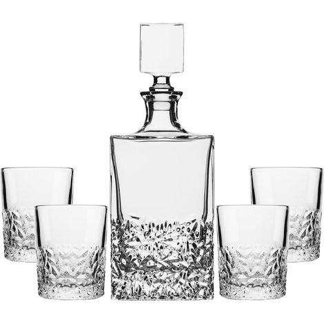 Coffret Service à Whisky en Verre Transparent - Carafe 850 ml et 4 Verres 280 ml - PANGIVO (1/2)