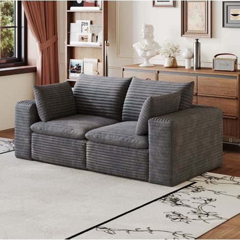 Modulares Sofa 180 cm dunkelgrau aus Stoff mit Schaumstoffkern und abnehmbarer Polsterung (1/5)