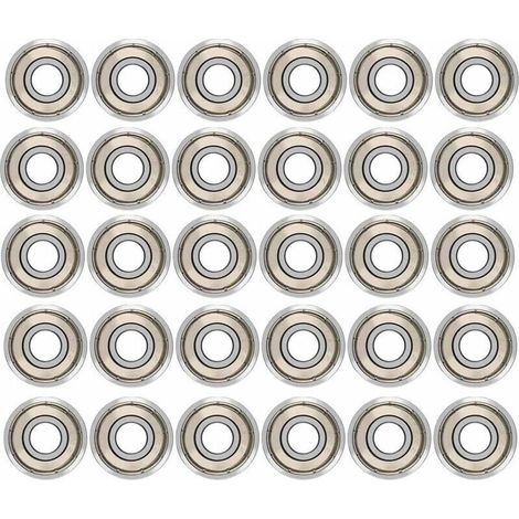 Cuscinetti a sfera 608ZZ (8×22×7 mm), doppia schermatura metallica, confezione da 30 pezzi per skateboard, longboard e pattini a rotelle.