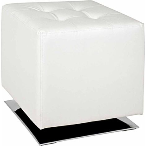 Pouf Carré Design "Hava" 42cm Blanc