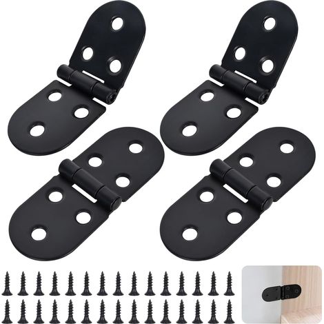 Bisagras de puerta plegables planas de 4 piezas Bisagras de puerta plegables Bisagra de puerta de gabinete plegable de 180° Bisagra de acero inoxidable y tornillos Bisagras (1/5)