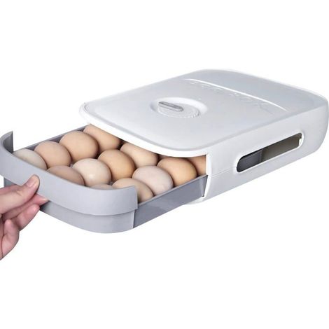 Boîte de rangement pour œufs pour réfrigérateur pour 21œufs,boîtes à œufs de cuisine,organisateur de panier à œufs,plastique blanc (1/5)