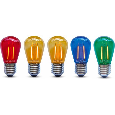 Boîte de 5 Ampoules LED E27 S14 2W Multicolores pour Guirlande (1/3)