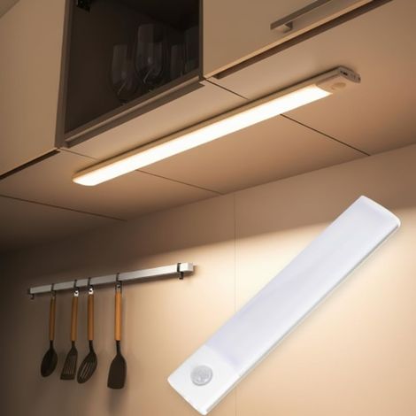 Lampe de Placard Magnétique Lampe d'Armoire Sans Fil avec Détecteur de Mouvement, 3 Couleurs&5 Luminosités, 20cm Reglette LED Lumiere Armoire Dimmable, Lampe LED Cuisine Veilleuse Escalier Couloir (1/5)