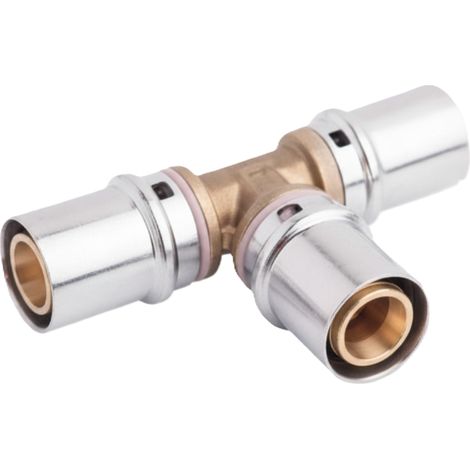 Raccordo a t intermedio Ø20x16x20 in ottone nichelato per tubo multistrato pex-al-pex balpex mp bampi mp201620