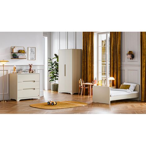 Chambre complète lit évolutif 70x140 commode à langer et armoire 2 portes Vox Ova Beige (1/5)