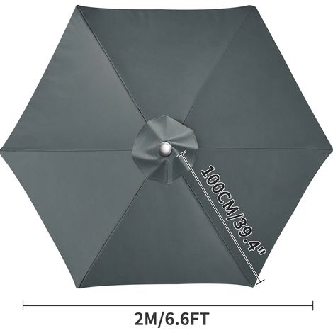 (Gris, 6 nervures, 2M) Toile de rechange pour pare-soleil, imperméable, résistante aux intempéries et aux UV. (1/5)
