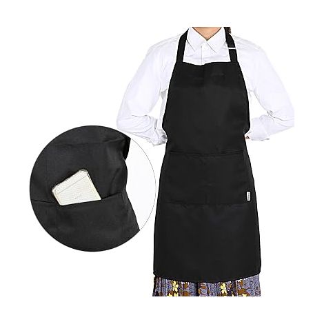 Unisex Kitchen Apron with Two Front Pockets for Cooking BBQ Restaurant (1/4)