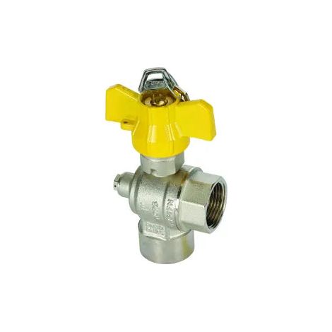 Tiemme - Valvola/Arresto Gas Squadra Femmina/Femmina 1" Con Presa Pressione E Chiave Iso7/En10226
