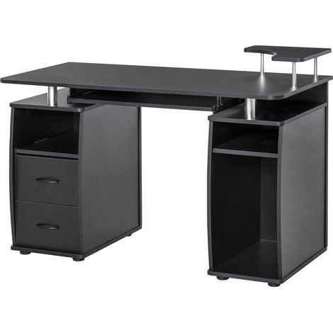 HOMCOM Scrivania Moderna in Legno con Cassetti e Porta Tastiera Casa e Ufficio