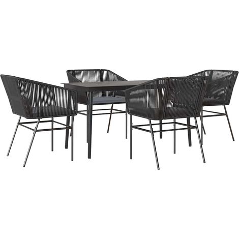 Maison Exclusive - 5-tlg. Garten-Essgruppe mit Kissen Schwarz Pol
