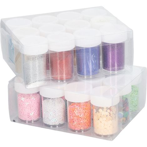 24 Pièces Paillettes Fines Brillantes Colorées, Décorations DIY pour Peinture Enfantine, Jardin d'Enfants, Artisanat Créatif (1/5)