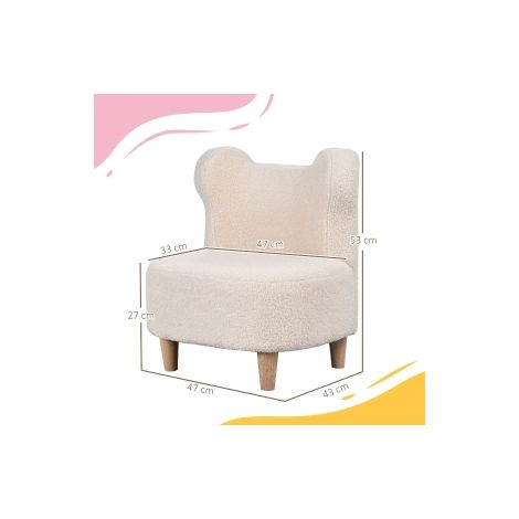 Fauteuil enfant beige en peluche avec oreilles d ours et revêtement polaire doux, rembourrage en mousse pour chambre (1/5)
