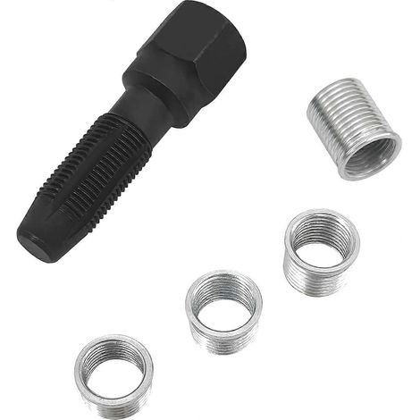Kit de réparation de filetage de bougie d'allumage M14 x 1,25 (5 pièces), kit de refiletage de culasse, outil de réparation de filetage de cylindre avec alésoir de 14 mm (1/5)