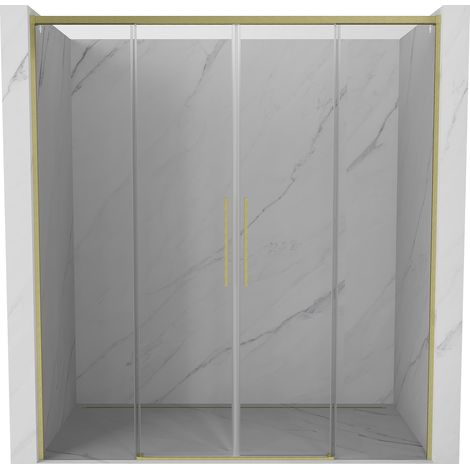 Mexen Rox puertas de ducha correderas 200 cm, transparentes, dorado cepillado - 8C2-200-002-55-00