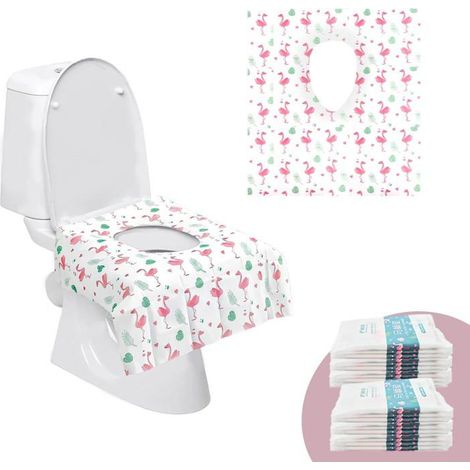 Protège-siège WC Jetable - Lot de 10 - Papier Imperméable - Hygiène Toilettes Publiques - Adulte Enfant Voyageur - 65x62cm (1/5)