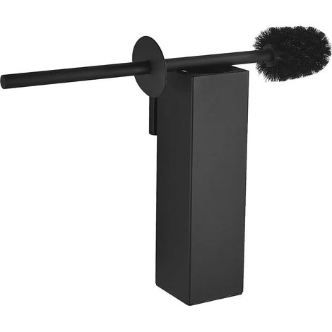 Brosse de toilette carrée murale noire, brosse de toilette sur pied en acier inoxydable 304, brosse de toilette murale anti-odeurs à tube long (1/5)