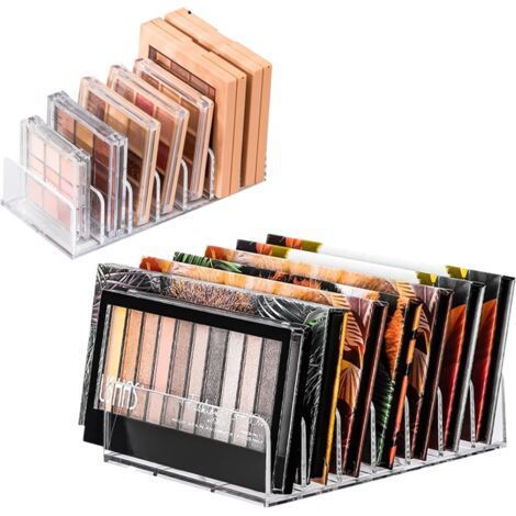 Set of 2 eyeshadow organizers - Transparent makeup organizer with 7 compartments - 2 sizes for makeup palette storage, Acrylic dressing table storage (1/5)