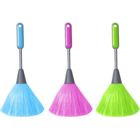 Lot de 3 Plumeaux Moelleux pour Cuisine, Clavier d'Ordinateur, Fenêtre - Plumeau à Main en Microfibre, Outil à Poussière Doux (Vert, Rose, Bleu) (1/5)