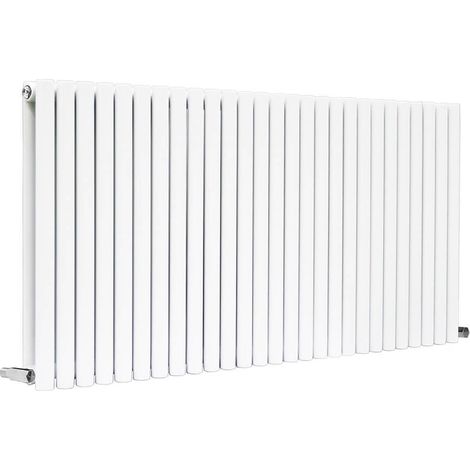 600 x 1594mm White Double Oval Tube Horizontal Radiator (1/4)